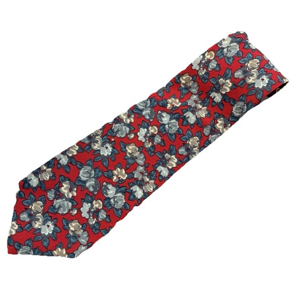 Austin Grey Other - Austin Silk Floral Men's Tie in Red and Blue Cottagecore